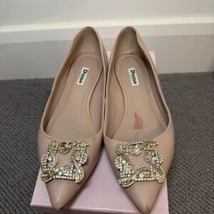 Dune Women's Elegant Embellished Flats - Cream